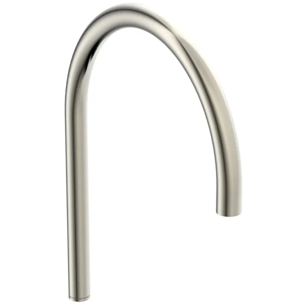 Berührungsloser Waschtischarm von Ideal Standard in rundem Design, aus Edelstahl mit gebürsteter Oberfläche, geeignet für moderne Sanitäranlagen.